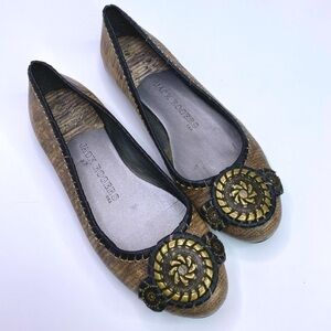 Jack Rogers Coin Dakota Ballet Flats Shoes Size 7 M Phyton Skin Gold Tan Classic